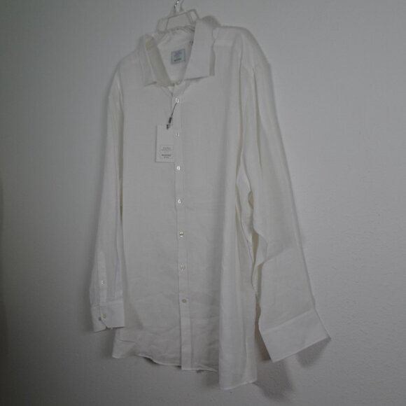 Baird McNutt Linen Button Up Shirt Big Men's Size 4XB White Luxury Resort Beach - Picture 3 of 10